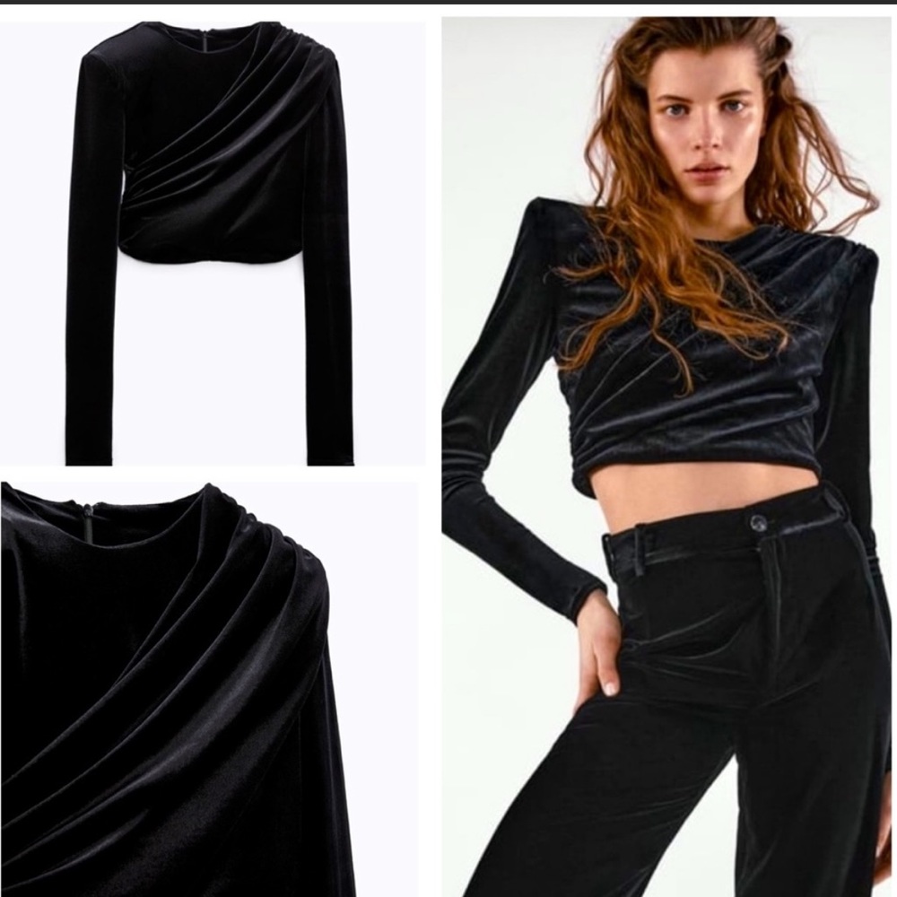 Zara Black velvet top.